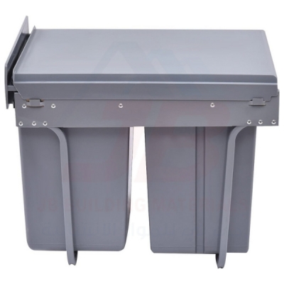 JD006BB Double Pull Out Waste Bin Soft Close - Grey