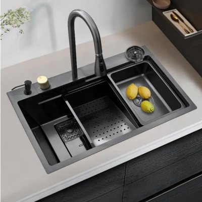 KS18  Stainless Steel Kitchen Sink With Accessories - Black 