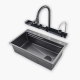 Stainless Steel Piano Sink With Accessories - Black 